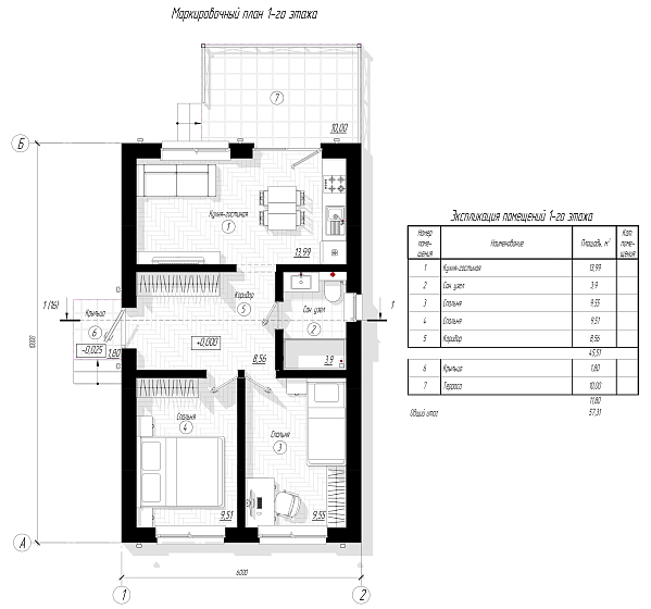 Одноэтажный дом «Уют» 6x10