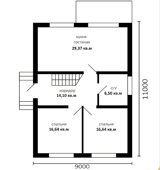 Двухэтажный дом «Очаг» 9х11