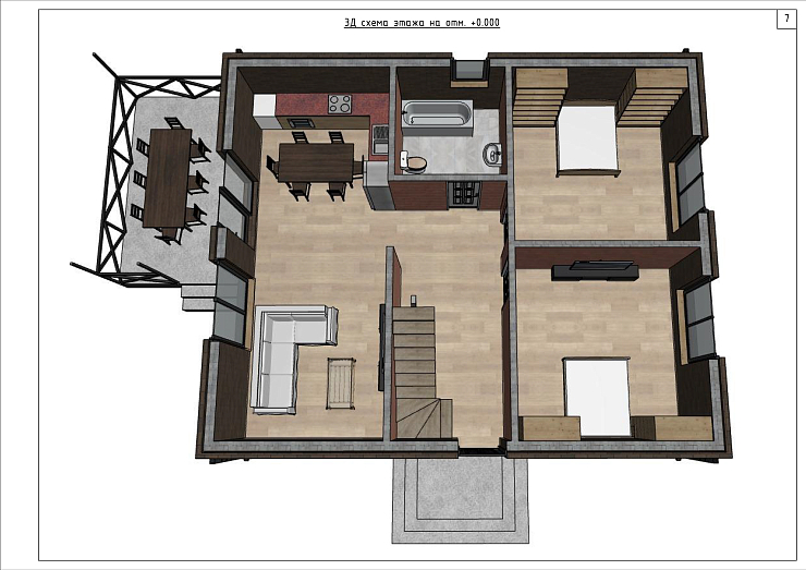 Двухэтажный дом «Очаг» 9х11